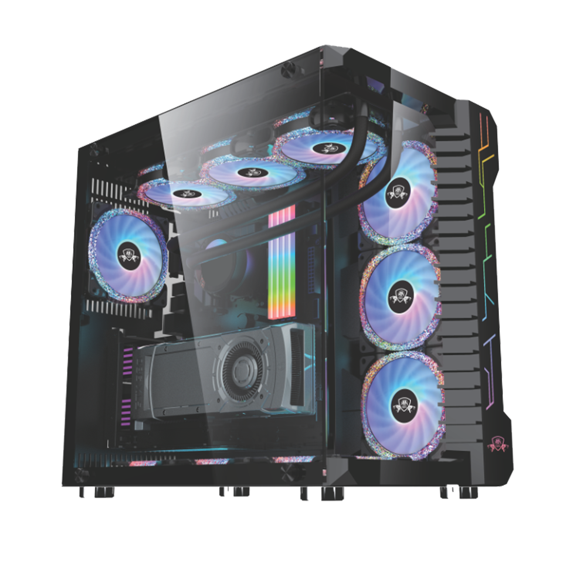 DEFENDER BLACK GAMiNG PC CASE 3 RGB FAN DUAL FRONT RGB STRiP